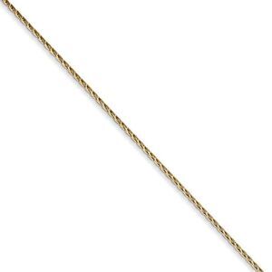 0.7mm 14k Yellow Gold Solid Parisian Wheat Chain Necklace, 18 Inch
